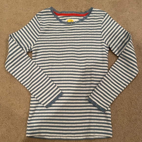 Mini Boden Striped Blue and White Kids Long Sleeve Shirt. So soft - Picture 1 of 2